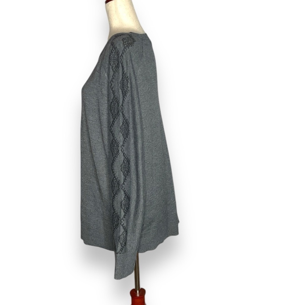 Smartwool Grey Round Neck Split Hem Pullover Knit… - image 2